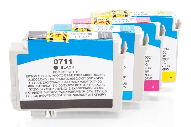 Alternativ zu Epson C13T07154010 / C13T07154012 / T0715 Tinten Sparset (je 1 x BK,C,M,Y) 4 Stk.