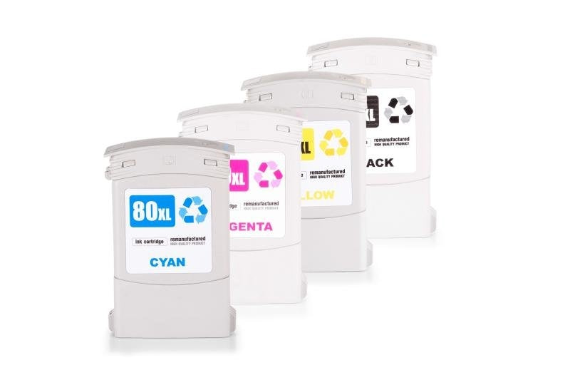 Alternativ zu HP C4871A / Nr 80 Tinte Sparset (BK,C,M,Y)